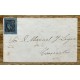 ARGENTINA 1856 GJ 1 CORRIENTES FRENTE DE CARTA PLIEGO CIRCULADO A LA CAPITAL, ESTAMPILLA CON VARIEDAD FALTA DE IMPRESIÓN PARCIAL EN EL CENTRO DEL MARCO INFERIOR
